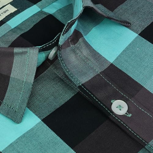 Image of GHPC 100% Cotton Checkered Half Sleeves Regular Fit Formal Shirt for Men
