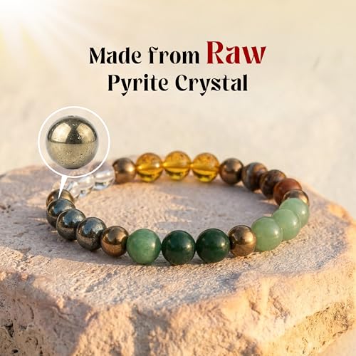 Image of Dhan Yog Bracelet for Wealth & Success | Pyrite Citrine Tiger Eye Green Aventurine Hematite | Money Attraction, Confidence & Abundance Bracelet | by Acharya Lavbhushan Ji