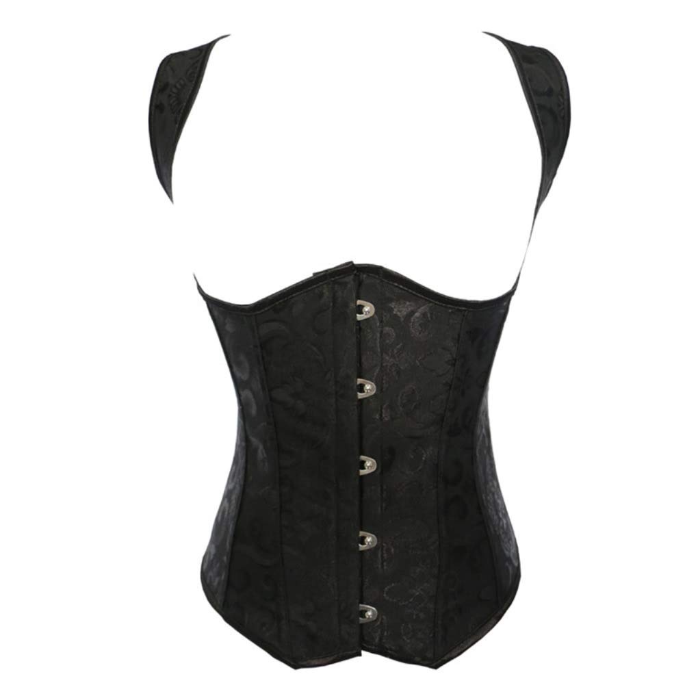 DISSA Corset Sous Poitrine Acier avec Bretelles | Tissu jacquard, sous poitrine, bretelles, busk, laçage, acier, style gothique