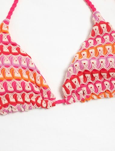 Image of ZAFUL 2 Piece Triangle Bikini for Women Knitted Rope Halter Bikini Sets Sexy Bathing Suit Side Tie Swimsuits Beachwear