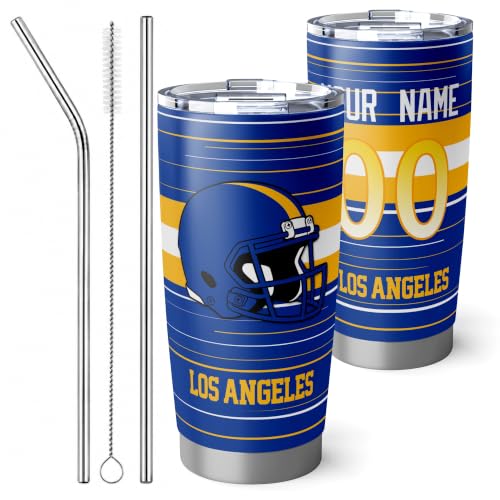 Image of Los Angeles R Tumbler 20oz Travel Mug Gifts Custom Name Number