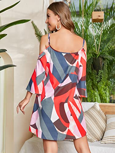 Image of Milumia Women's Vintage Print Kimono Sleeve Geometric Tunic Boho Dress