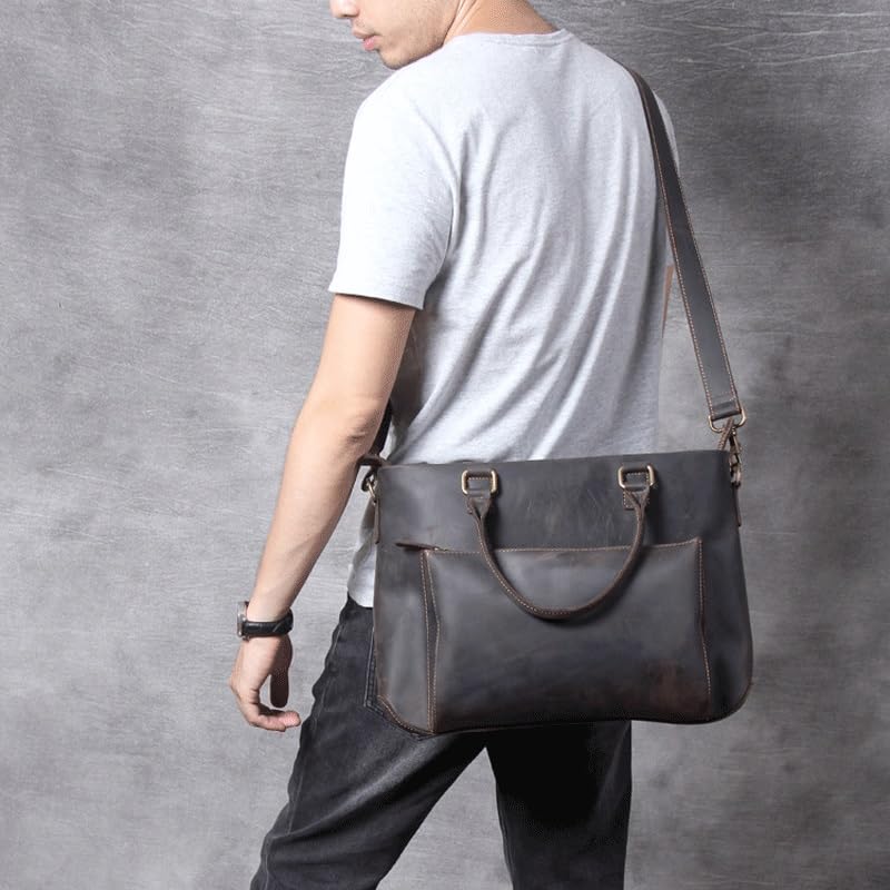 JSEIAJB Vintage Briefcase Crazy Horse Leather Tote Shoulder Crossbody Bag Outdoor Backpack4