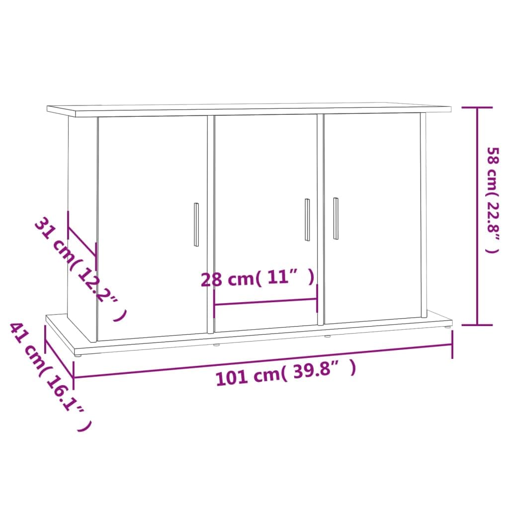 Soporte para acuario Sonoma gris de madera 101 x 41 x 58 cm, armario para acuario con 6 compartimentos y puertas, para peceras, armario de terrario como soporte estable con espacio de