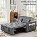 Trygoal Convertible Sofa Bed, Pull Out Couch with Side Pockets, 3 in 1 Velvet Fabric Loveseat Sleeper Sofa Bed, Pull Out Couch with Adjustable Backrest for Living Room, Bedroom, Apartment, Deep Gray