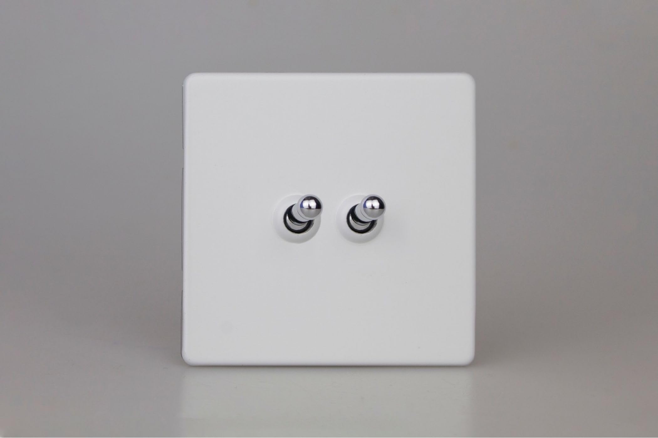 Varilight Primed Ready to Paint Flat Plate Screwless 2 Gang 10 Amp Toggle Switch