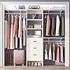 96 inch closet system with 3 wooden drawers closet organizer system with storage shelves cutable wall mounted closet system with 3 adjustable hanging rods for walk in closet white  urban country home decor