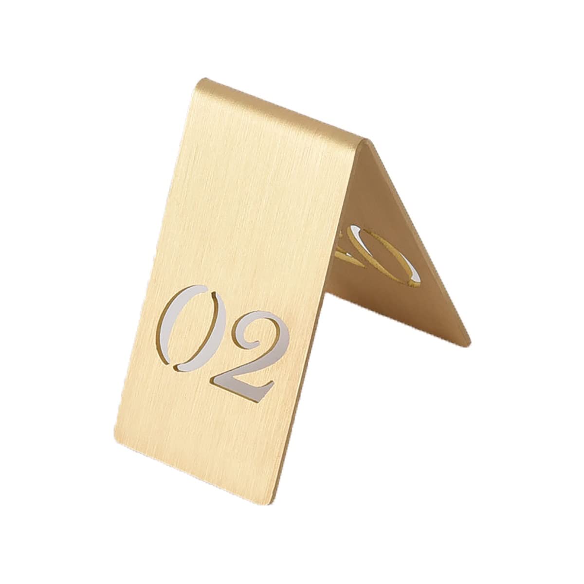 SaryEdge Brass Tent Style Table Numbers Restaurant, Cutout Vertical Brass Number Plate, 40á65mm Stackable Place Cards Wedding Reception Restaurant Party Cafes,One Color-Number 2