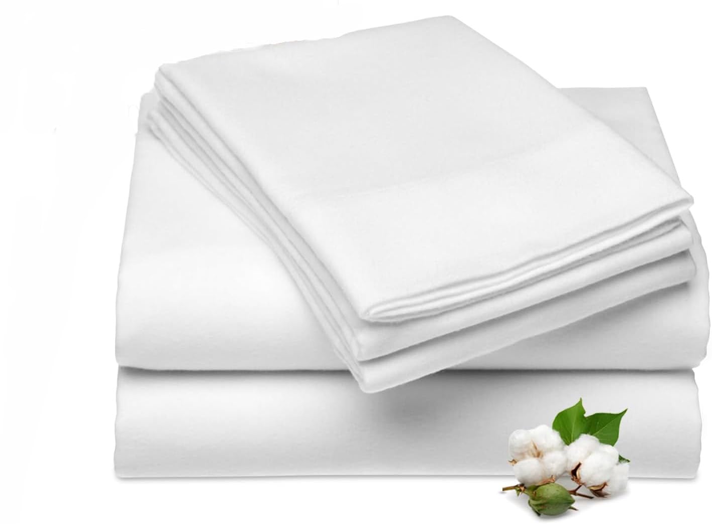 Sábanas de Hostelería | Juego de Sabanas | Ropa de Cama Fácil Planchado | Color Blanco | Disponible en Medidas, Encimera, Bajera, Fundas Almohada. (Cama 150, 100% Algodón)