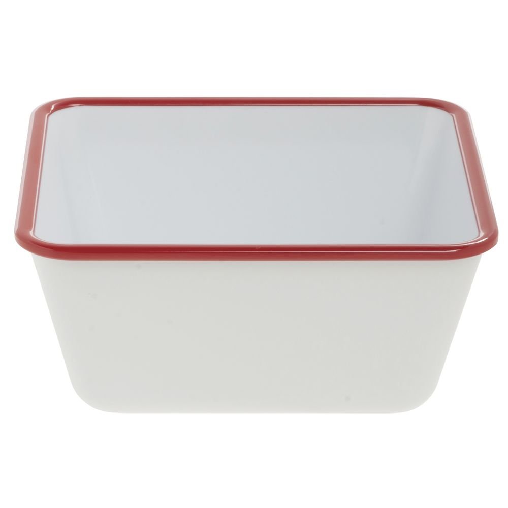Serving Bowl Enamelware Look Melamine White/Red - 7" L x 7" W x 3 1/10 D by HUBERT – Melamine, White, Model 240211