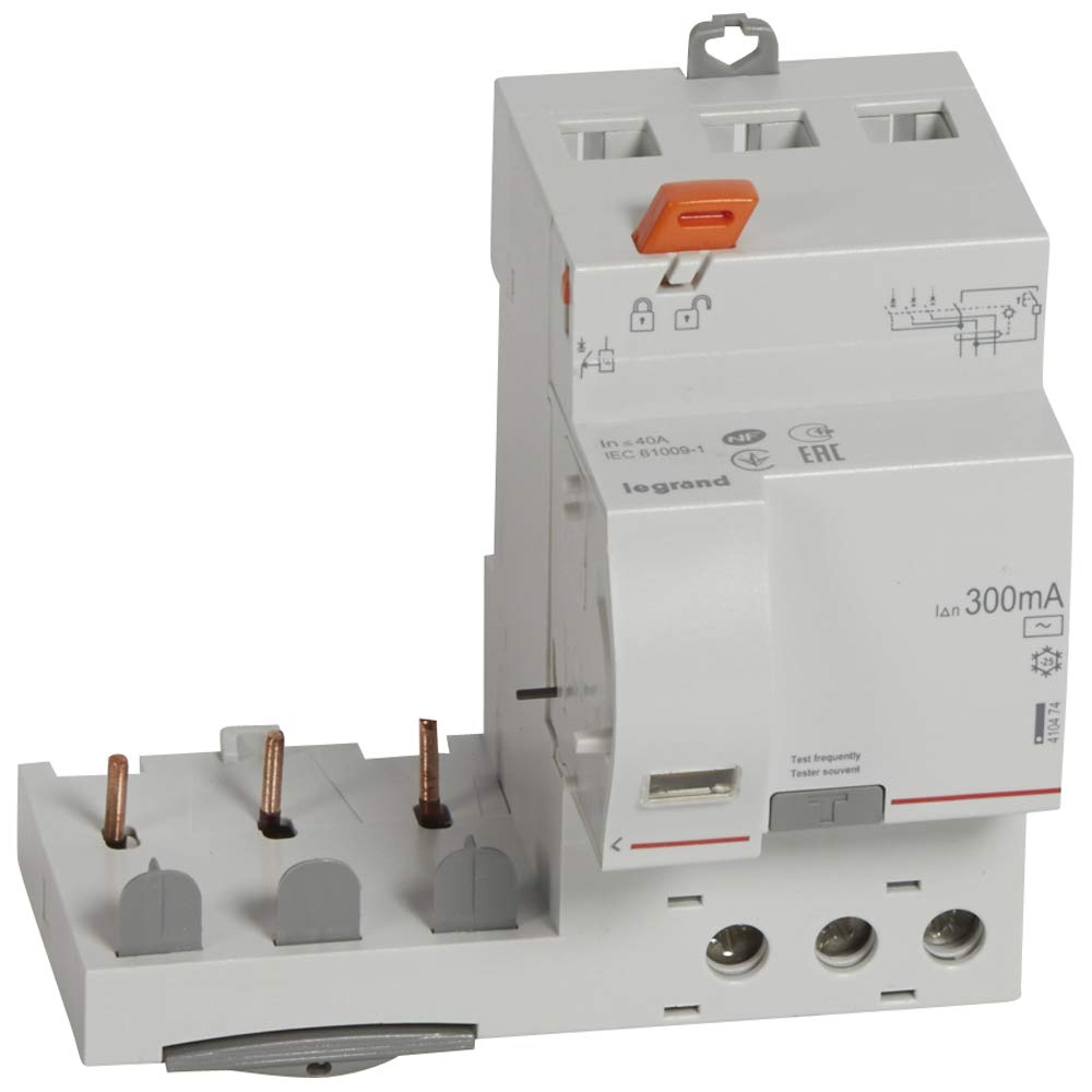Bloc différentiel adaptable DX3 3P 400V~ - 40A - typeAC 300mA - pour disj 1 module/​pôle