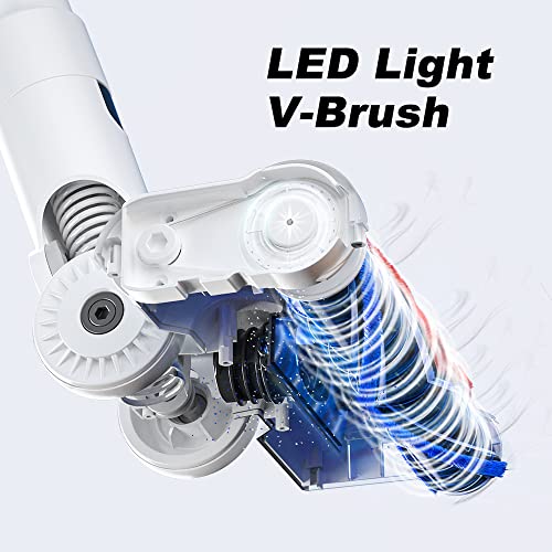 Diyuto Aspirateur Balai sans Fil, Aspirateur sans Fil Puissant 7 * 2600mAh, 33kPa Super Aspiration, 60 Mins Autonomie, Filtration en 6 étapes avec 2 HEPA, Aspirateur V-Brosse Léger et Silencieux