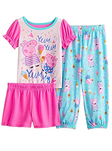 Peppa Pig Girls Toddler Soft Polyester Pajamas, 3 Piece - Pink, Size 2T