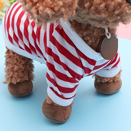 VILLCASE Pet Dog Vests Navy Stripe Cotton Puppy T Shirts Dog Summer Clothes - Size XL (Red)-Pet Costume - Image 3