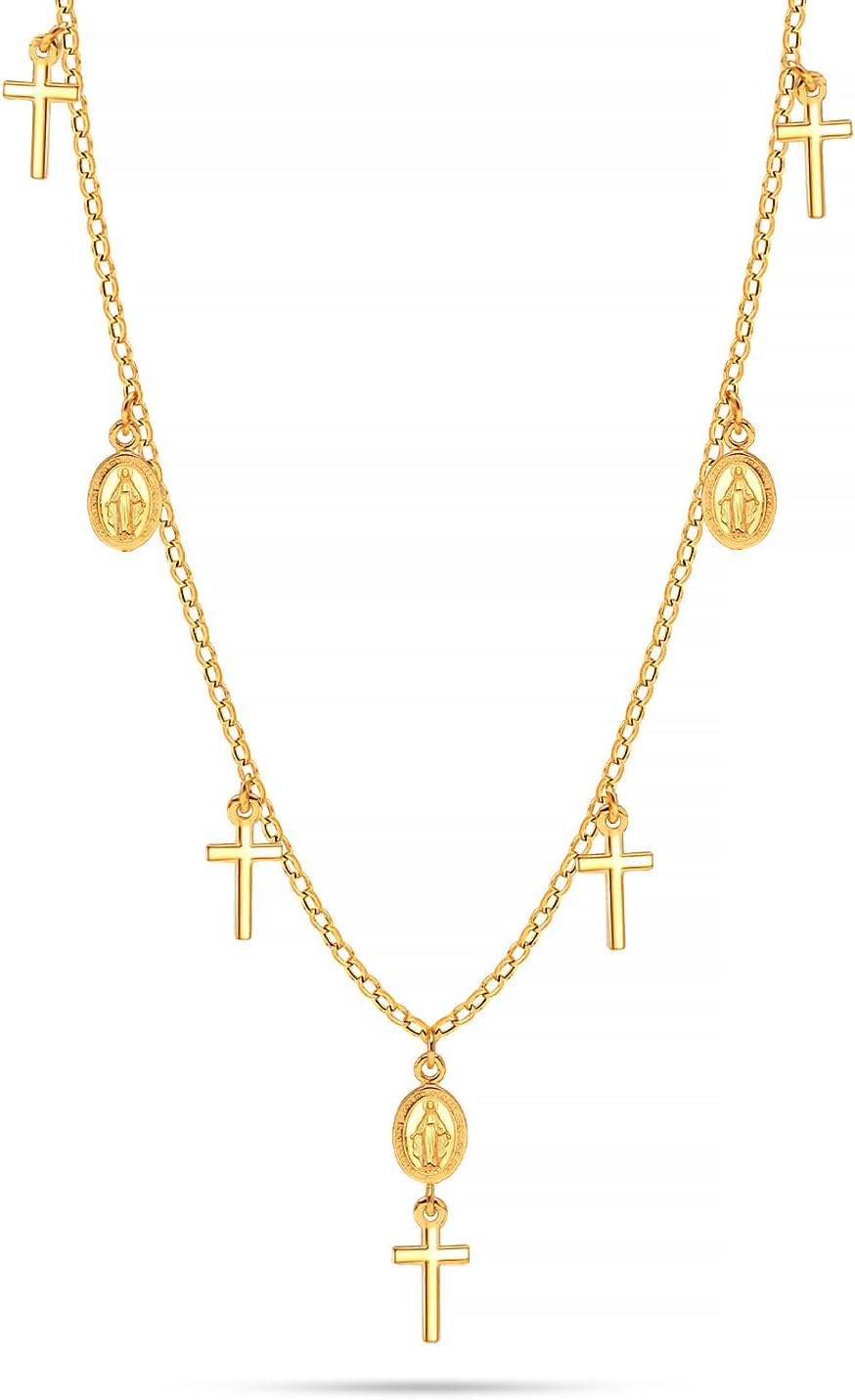 LeCalla Solid 925 Sterling Silver Cross Pendant Necklace | Adjustable Chain Necklace | Religious Necklace Pendant for Women