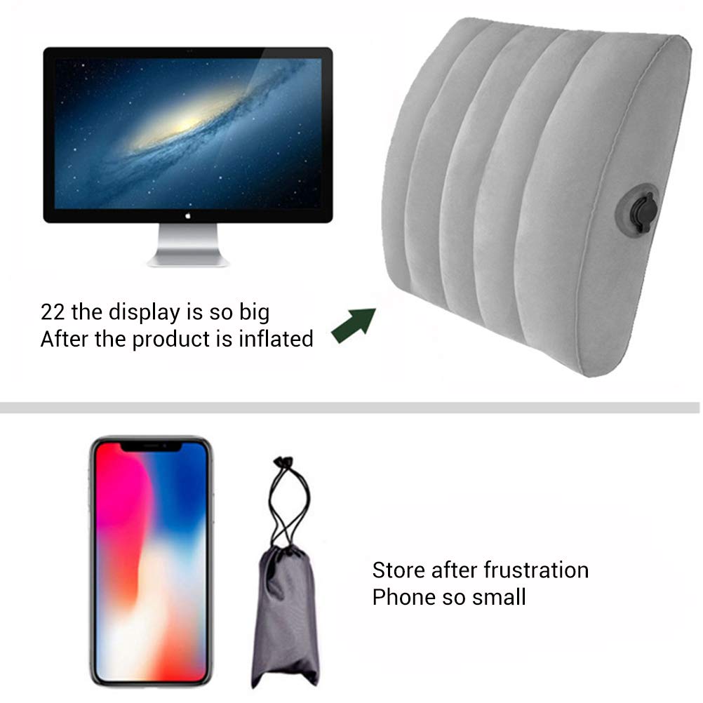JTLB Cubo Inflable Almohada Inflable Ultraligera para Acampar Almohada de Apoyo para la Columna Lumbar Almohada Lumbar de Espuma para el hogar, la Oficina, el automóvil, los Viajes