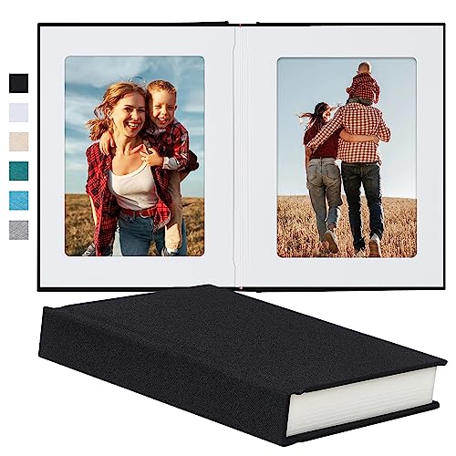 Pssoss Fotoalbum, 12,7 x 17,8 cm, Leineneinband, 12,7 x 17,8 cm, für 20 Fotos, ideal für Hochzeits-Themenalbum und Baby-Fotoalben, Schwarz… – Ansicht 1