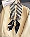 Clysoru Silk Neck Scarf Printed Scarves Head Women'S Fashion Oblique Angle Satin Scarfs For Bag Hair 59” X 5.9” (Black gold twill)