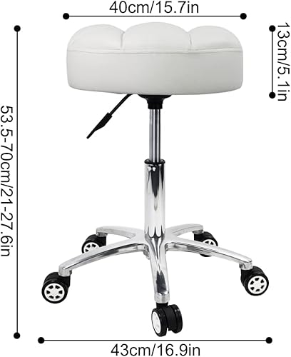 Miniatura 10 de WKWKER Taburetes rodantes más gruesos, cojín giratorio de 360 con ruedas, soporte de elevación hidráulica, altura ajustable, taburete rodante para