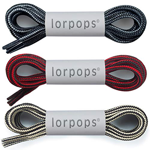 Image of Round Boot Laces [3 Pairs] Heavy Duty and Durable Shoelaces for Boots,Diameter: 3 /16 inch Work Boots & Hiking Shoes