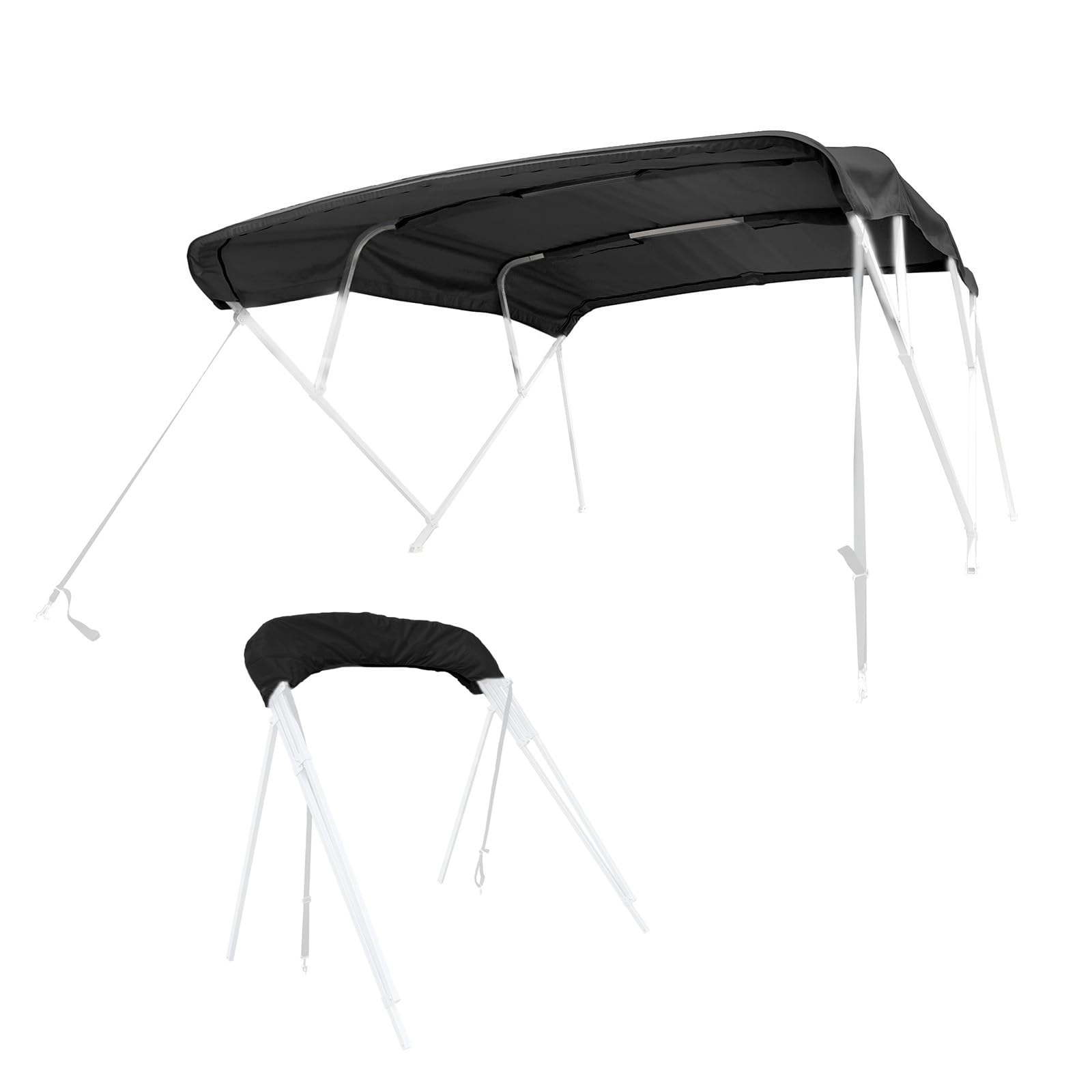 SavvyCraft 4 Bow Bimini Top Replacement Cover 10 Feet Long, Durable Marine Grade Canvas Sun Shade Boat Canopy, Easy Install Zipper Sleeves, 4 Bow 120 inches Long, 91-96 inches Wide, Black Color