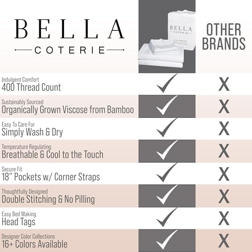 Image of Bella Coterie Luxury Bamboo Viscose Queen Size Sheet Set | 100% Organically Grown | Ultra Soft | Cooling for Hot Sleepers | 18 inch Deep Pocket [Striped Dune]
