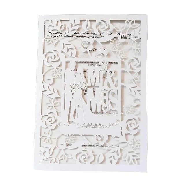 Faire Part De Mariage Lot de 10 Cartes d'invitation de Mariage élégantes for mariée et marié, for décoration de fête de Mariage Faire Part Mariage(White Cover)