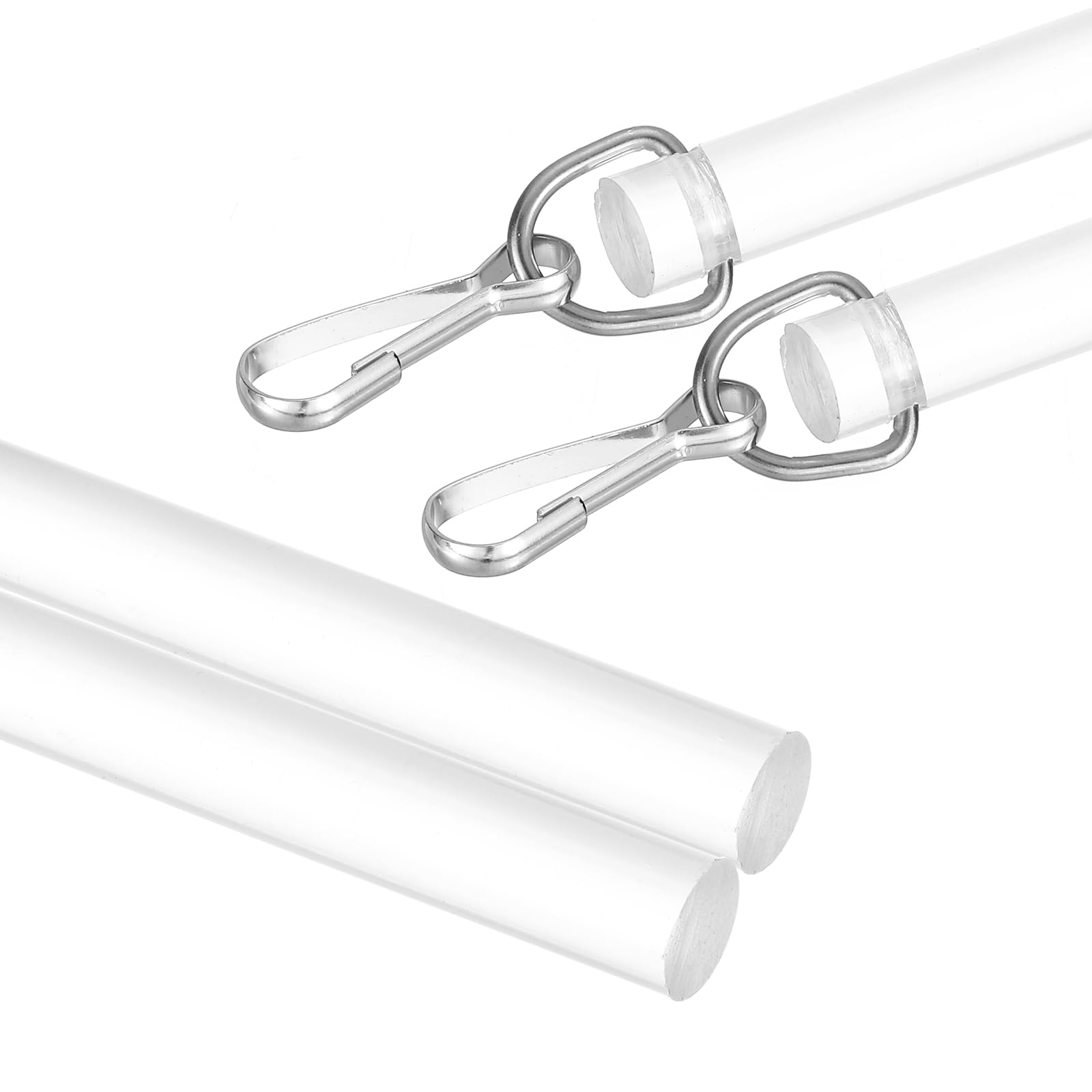 sourcing map 2Pcs 24" Acrylic Drapery Wand, Invisible Curtain Pull Rod with Hook, Universal Tilt Wand Replacement Part for High Hanging Curtain Opening-Closing, Clear — image 1