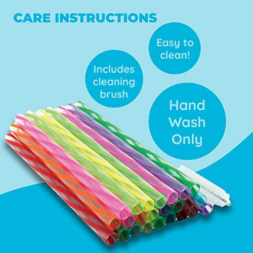 Jacent Plastic Reusable Kids Straws Plus Cleaning Brush, 6 Inch - 24 Count Per Pack, 1 Pack #TOP4