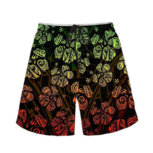 Polynesian Style Print Running Shorts for Men Gym Shorts Boho Clothes Polynesian Hibiscus Pattern Custom Beach Short