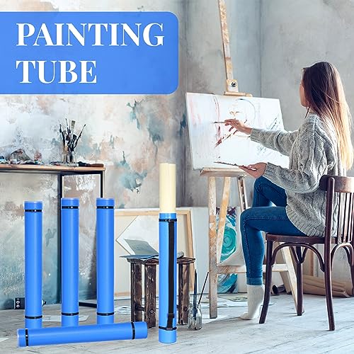Image of Ireer 6 Pcs Expandable Poster Tube with Strap for Documents Artwork Container Poster Transport Map Holder Tube Blueprint Storage Carrying Case for Architect Teacher Student 24.5'' to 40'' (Blue)