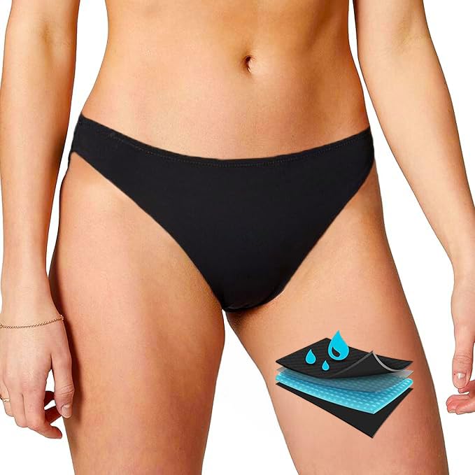 Waterproof Black Bikini Bottoms for Teens & Women - Period Swim Bottoms for Teens - Period Underwear for Everyday Use