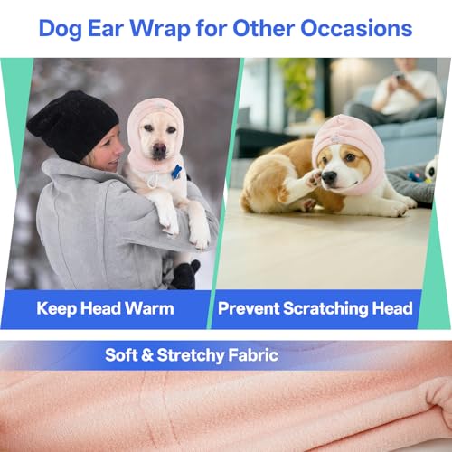 Image of MIGOHI Medium Dog Anxiety Ear Hoodie Muffs - Breathable Dog Ear Protection with Soft Pad, Anxiety Relief for Dogs,Ear & Head Cover for Separation, Vet Visits, Grooming,L,Pink
