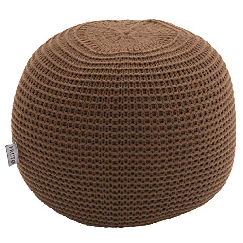 ぼん家具 スツール ロースツール プーフ プフ クッション 丸型 ニットスツール 小 ブラウン