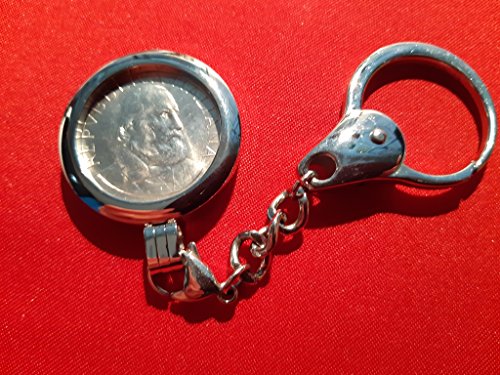 Llavero elegante con moneda 500 liras Giuseppe Garibaldi plata de 1982 para coche 2