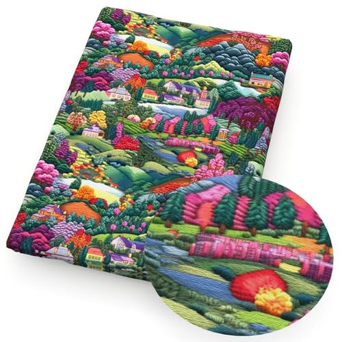 Tissu patchwork tulipe imitation broderie en toile polyester au rendu raffiné