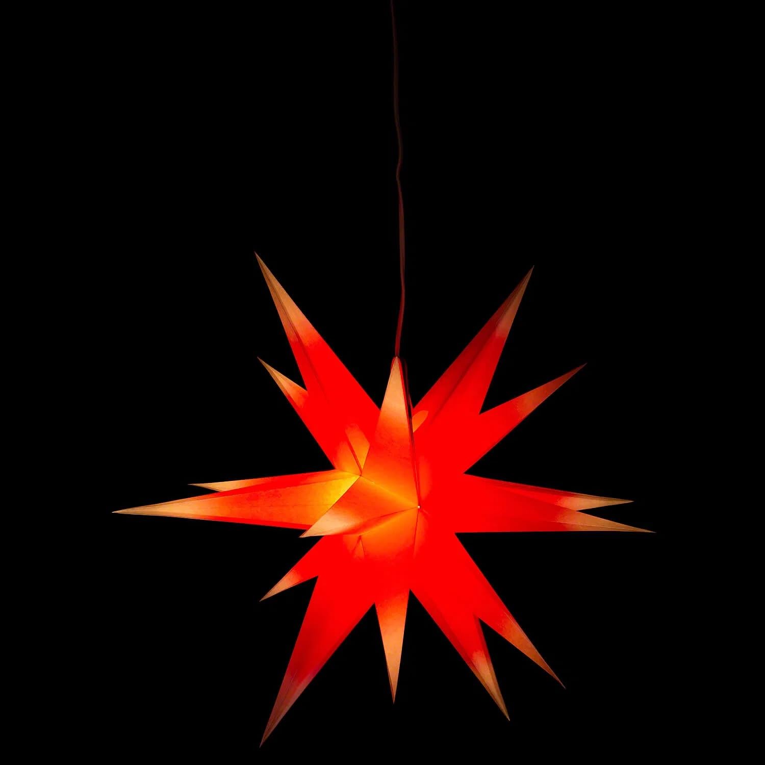 Annaberger Faltstern 58cm rot mit weißen Spitzen - Faltstern-Weihnachtsdeko - Papierzweig - Weihnachten