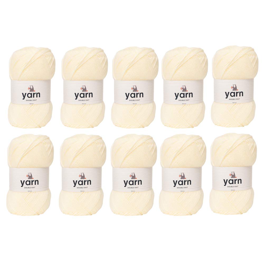 Korbond DK Cream Yarn - 10 x 100g Acrylic Wool - Lightweight, Hypoallergenic & Durable Double Knit Crochet Yarn Knitting Wool (2900m Total)