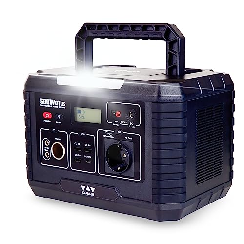 Portable Power Station - KLARBEIT MP500 |solar powerstation 500wh | Stromgenerator Solar | Powerstation Camping Akku | Mobile Powerstation