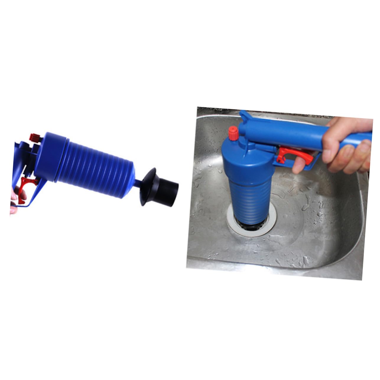 Desatascador de Inodoro Aire a Presión, 4 Ventosas, Azul