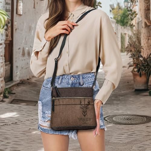 Image of Leather Purses for Women, Leather Hobo Bags for Women Travel Sling Purse Triple Zippered Pockets Shoulder Bag