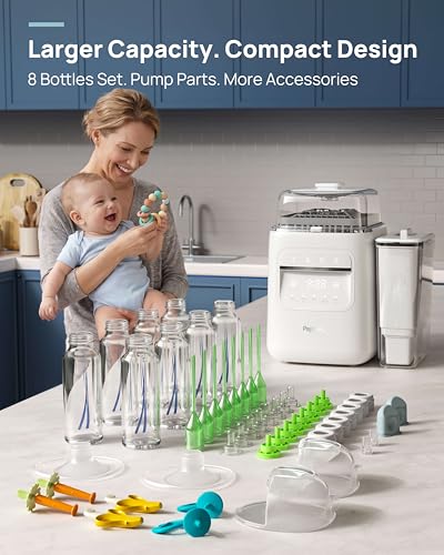 Image of Papablic SafeguardPlus Bottle Washer, Sterilizer &Dryer, Water Purification | 8 Bottles Capacity, 12-Min Fast Wash, 360 Deep Clean, Baby Bottle Washer for Bottles, Pump Parts, Baby Essentials
