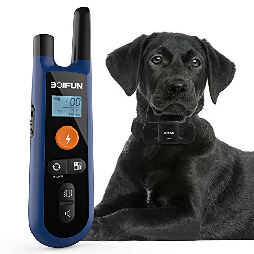 BOIFUN Collier de Dressage pour Chien, Bip/Vibrer/Choc 0-100 Niveau, Collier Anti-aboiement étanche Rechargeable Portée de Signal 300m, avec télécommande
