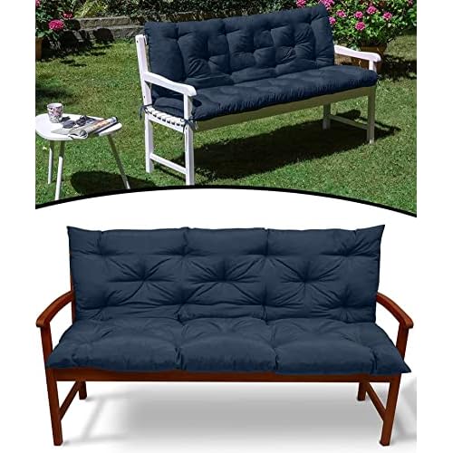2-3 Seat Swing Replacement Cushion, Outdoor Bench Cushions with Backrest Thicken 4", Patio Furniture Garden Porch Loveseat Glider Pad Anti-Fading Waterproof (Navy Blue, 40x40in)