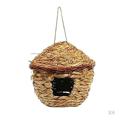 CALANDIS™ 4X Grass House 12cm Handwoven Straw Bird Nest Breeding Grass Cave | Birdhouses | Bird & Wildlife Accessories | Yard, Garden & Outdoor Living-image-29