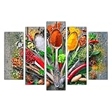 Photo Gallery arede set di 5 stampe da parete quadri moderni decorazioni da muro per casa soggiorno camera da letto e cucina spezie| 120 x 80 cm | pronto da appendere Photo Gallery arede set di 5 stampe da parete quadri moderni decorazioni da muro per casa soggiorno camera da letto e cucina spezie| 120 x 80 cm | pronto da appendere
