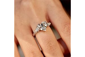 925 Sterling Silver Shiny Heart Gemstone Ring 18K Gold Heart-Shaped 3Ct Cubic...