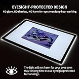 TOHETO A2 Light Pad Super Thin 7mm Portable Stepless Dimmable Brightness Large Light Box Copy Board for Diamond Painting Weeding Vinyl with 2 Multi-Functional Clips 12V 2A Adapter (23.7''x15.8'') - Image 5