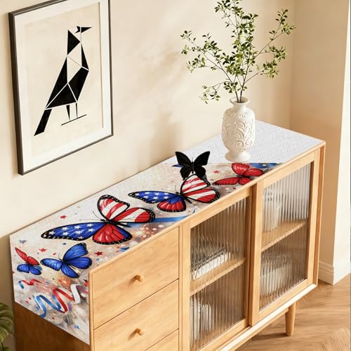 Image of Nuxovilar Flag Firework Table Runner Flax 13x72 in