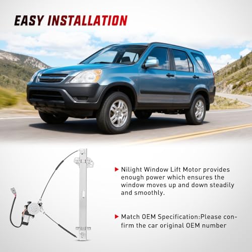 Image of Nilight Power Window Regulator with Motor Assembly Replacement for Honda CR-V 2002 2003 2004 2005 2006, Front Driver Side, 741-302